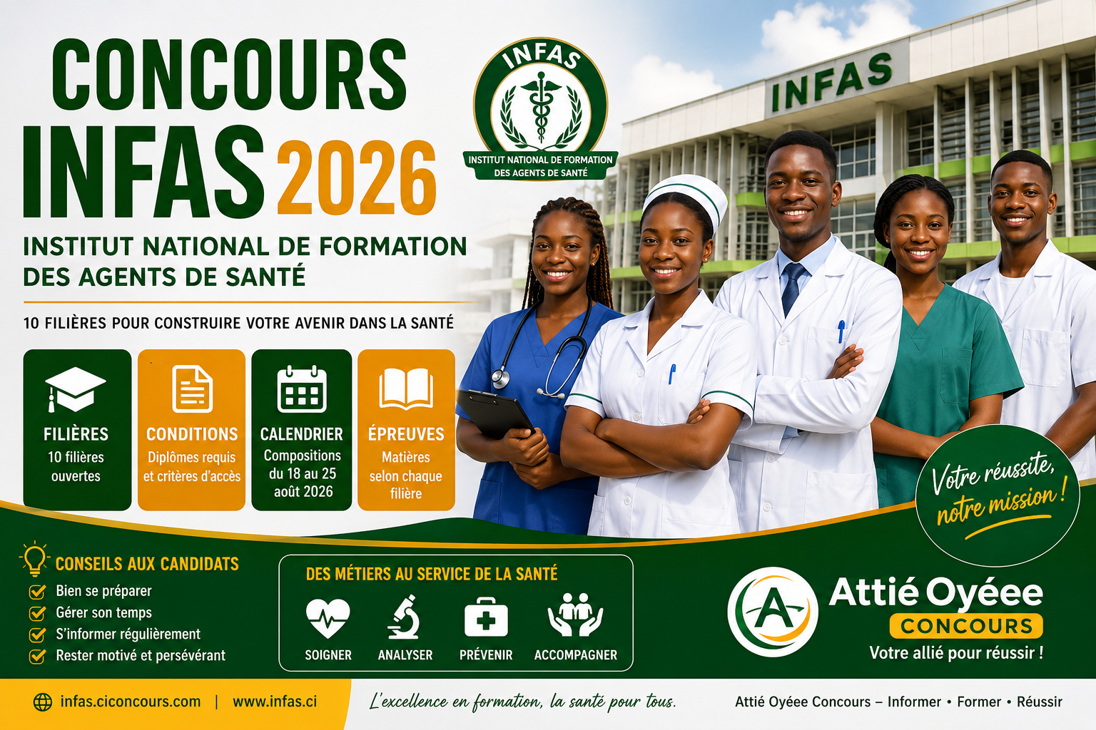 Concours INFAS 2026 : filières, conditions, diplômes, dates et épreuves