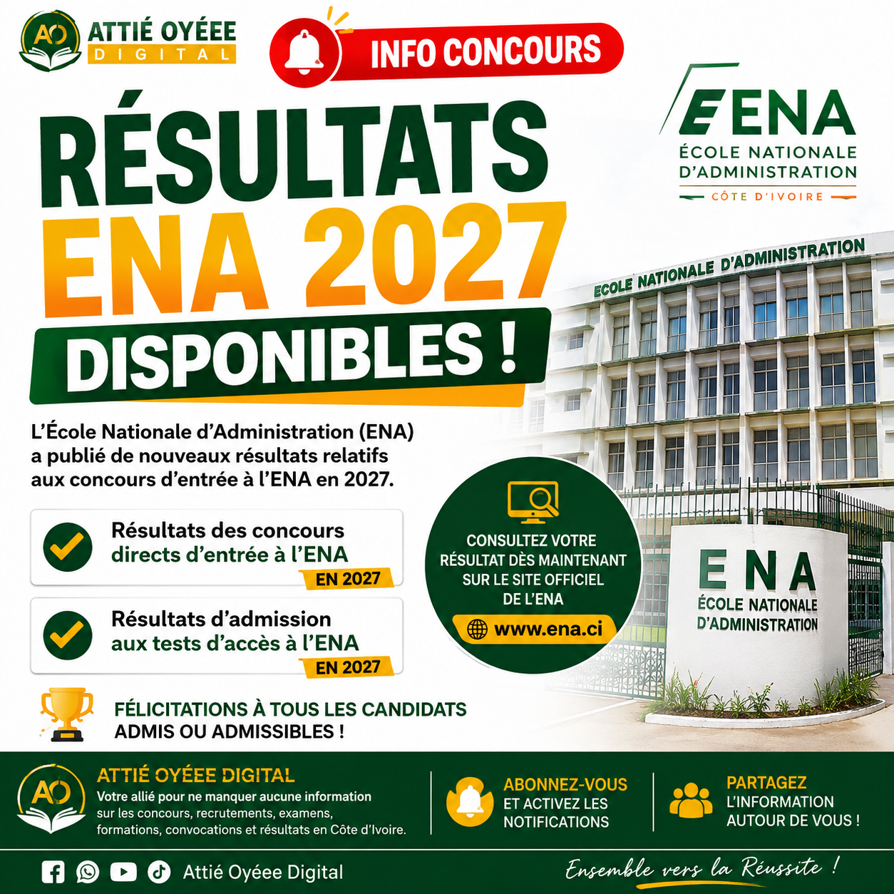 # Résultats ENA 2027 : les listes des candidats admissibles et admis sont disponibles